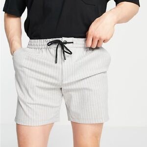 Topman Light Gray Topman skinny stripe shorts in gray
